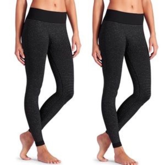 Athleta Pants - Athleta Shimmer Stripe Leggings Black Size S